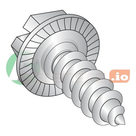Sheet Metal Screw, #14 x 1-1/2 in, 18-8 Stainless Steel Hex Head Slotted Drive, 600 PK